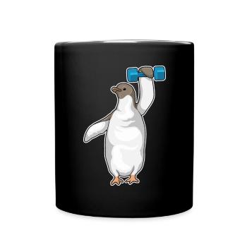 Pinguin Bodybuilder Hantel Bodybuilding - Tasse einfarbig - Schwarz - Vorne