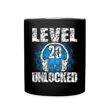 Level 20 Unlocked Birthday Gift 20 Years - Full Colour Mug - black - Front
