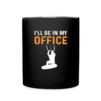 Ich Werde In Meinem Büro Sein. Kitesurfen - Tasse einfarbig - Schwarz - Vorne