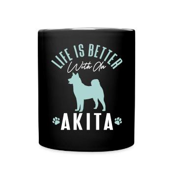 Amerikanischer Akita Inu - Tasse einfarbig - Schwarz - Vorne