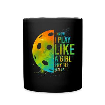 Pickleball Girl Ladies Aquarelle - Mug uni - noir - Devant
