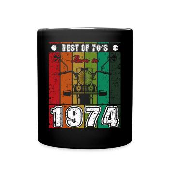 Best Of 70's Geboren 1974 Klassisches Motorrad - Tasse einfarbig - Schwarz - Vorne