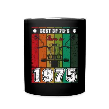 Best Of 70's Geboren 1975 Klassisches Motorrad - Tasse einfarbig - Schwarz - Vorne