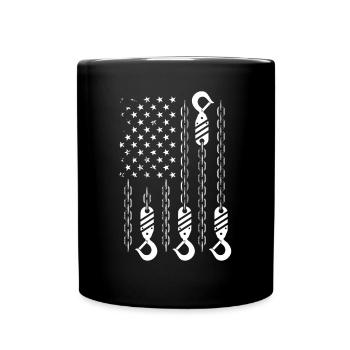 Crochet de remorquage drapeau américain - Mug uni - noir - Devant