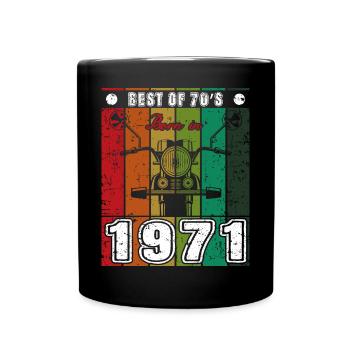Best Of 70's Geboren 1971 Klassisches Motorrad - Tasse einfarbig - Schwarz - Vorne