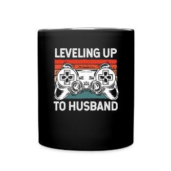 Zum Ehemann aufleveln - Tasse einfarbig - Schwarz - Vorne