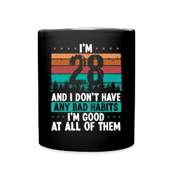 28 Year Old Birthday Funny Humor 28 Birthday - Full Colour Mug - black - Front