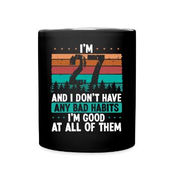 Anniversaire de 27 ans Drôle d’humour 27 anniversaire - Mug uni - noir - Devant