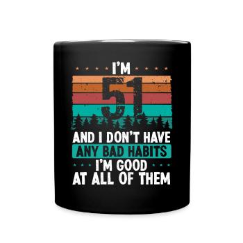 Anniversaire de 51 ans Drôle d’humour 51 anniversaire - Mug uni - noir - Devant