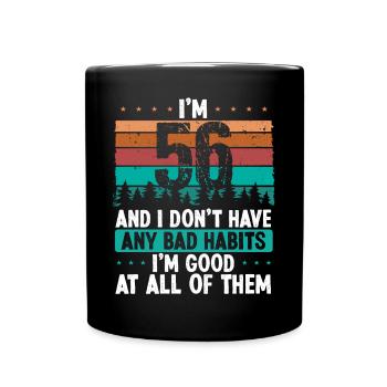 Anniversaire de 56 ans Drôle d’humour 56 anniversaire - Mug uni - noir - Devant