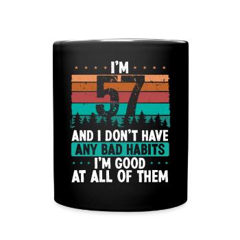 57 Year Old Birthday Funny Humor 57 Birthday - Full Colour Mug - black - Front