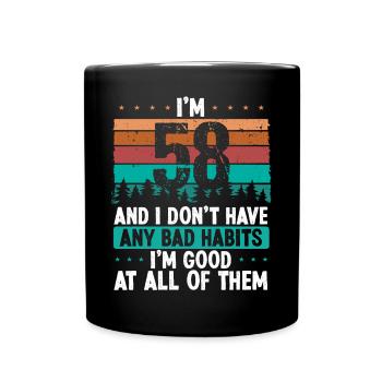 58 Year Old Birthday Funny Humor 58 Birthday - Full Colour Mug - black - Front