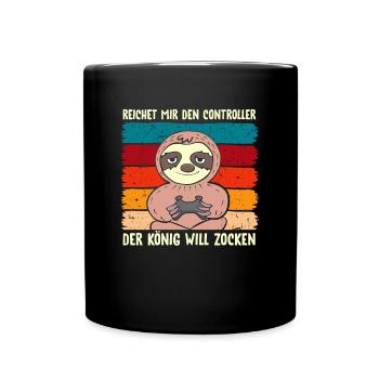 Reichet mir den Controller König will zocken - Tasse einfarbig - Schwarz - Vorne