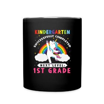 Kindergarten erfolgreich abgeschlossen Einhorn - Tasse einfarbig - Schwarz - Vorne
