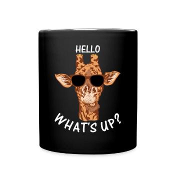 Drôle Girafe Zoo Animal Girafe Bonjour Quoi de neuf - - Mug uni - noir - Devant