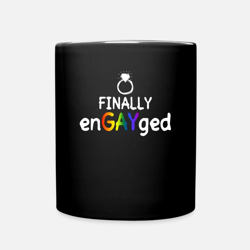 Endlich EnGAYged - Schwuler Junggesellenabschied - Tasse einfarbig - Schwarz