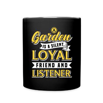 A garden is a quiet, faithful friend/flowers - Full Colour Mug - black - Front