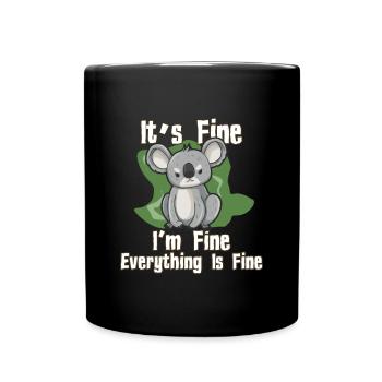 Es geht mir gut Alles gut Koala - Tasse einfarbig - Schwarz - Vorne