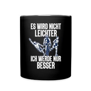 Es Wird Nicht Leichter Ich Triathlon - Tasse einfarbig - Schwarz - Vorne