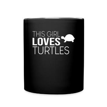 Mädchen Schildkröte Spruch - Tasse einfarbig - Schwarz - Vorne