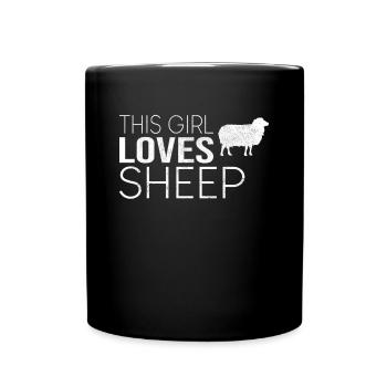 Mädchen Schaf Spruch - Tasse einfarbig - Schwarz - Vorne