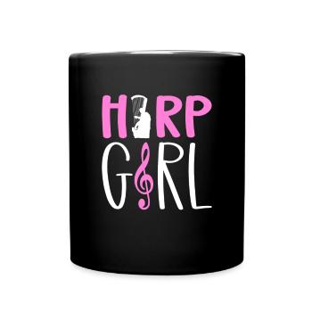 Harfenmädchen. Harfenist. Harfenspielerin - Tasse einfarbig - Schwarz - Vorne