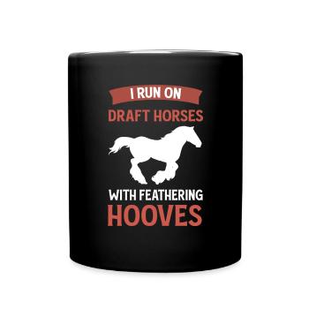 Chevaux de trait avec sabots élastiques. Clydesdale - Mug uni - noir - Devant