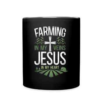 Farming Farmer Faith Christian - Tasse einfarbig - Schwarz - Vorne