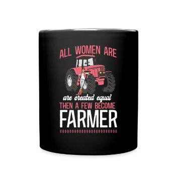 Farming Farmer Girl Female Tractor - Tasse einfarbig - Schwarz - Vorne