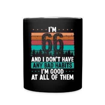 66 Year Old Birthday Funny Humor 66 Birthday - Full Colour Mug - black - Front