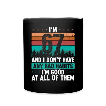 Anniversaire de 67 ans Drôle d’humour 67 anniversaire - Mug uni - noir - Devant
