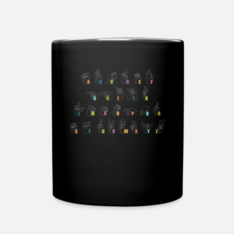 Gebärdensprache Alphabet Shirt Geschenk - Tasse einfarbig - Schwarz