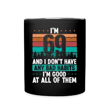 Anniversaire de 69 ans Drôle d’humour 69 anniversaire - Mug uni - noir - Devant