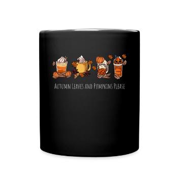 Tasse à café d’automne à la citrouille - Mug uni - noir - Devant