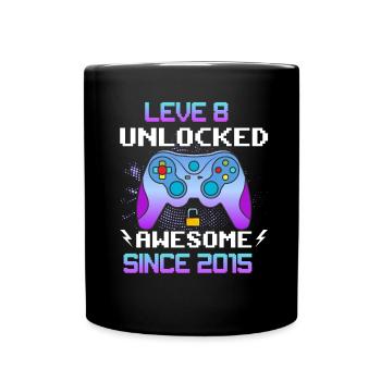 Niveau 8 débloqué génial depuis 2015 Funny Gamer - Mug uni - noir - Devant