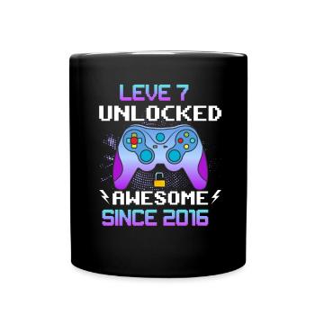 Niveau 7 débloqué génial depuis 2016 Funny Gamer - Mug uni - noir - Devant