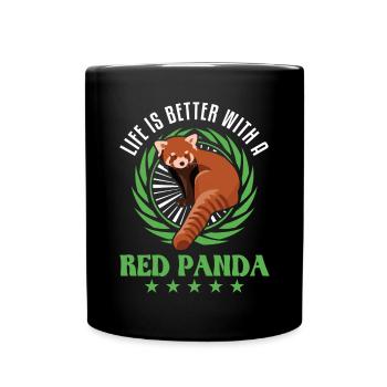 La vie est meilleure avec un panda roux roter panda - Mug uni - noir - Devant