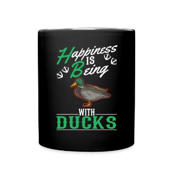 Happiness is being with Ducks Duck Duck Breeder - Full Colour Mug - black - Front