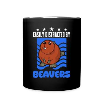 Easily distracted by Beavers Biber - Tasse einfarbig - Schwarz - Vorne