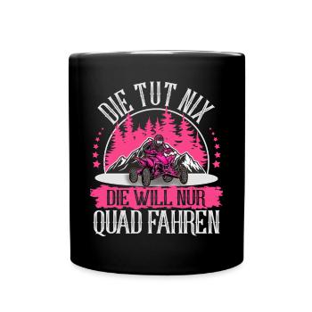 Quad ATV Offroad Quadfahrerin - Tasse einfarbig - Schwarz - Vorne