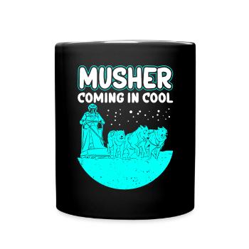 Mushing Schlittenhunde Hundeschlitten Geschenk - Tasse einfarbig - Schwarz - Vorne