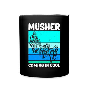 Mushing Hundeschlitten Schlittenhunde Geschenk - Tasse einfarbig - Schwarz - Vorne