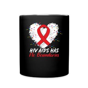 Hiv Aids Kennt Keine Bürokratischen Grenzen - Tasse einfarbig - Schwarz - Vorne