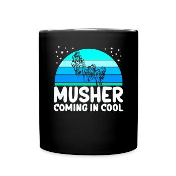 Mushing Dog Sled | Sled Dogs Gift - Full Colour Mug - black - Front