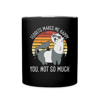 Frettchen Macht Mich Glücklich - Tasse einfarbig - Schwarz - Vorne