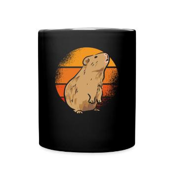 Cute Guinea Pig Retro Sun - Full Colour Mug - black - Front