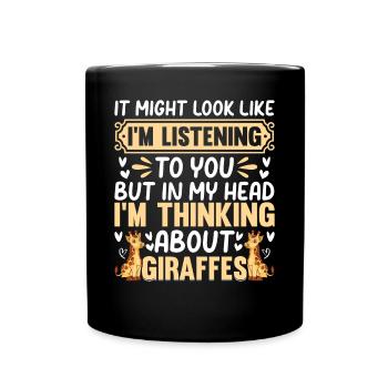 Je pense à Giraffes Zoo Giraffe - Mug uni - noir - Devant