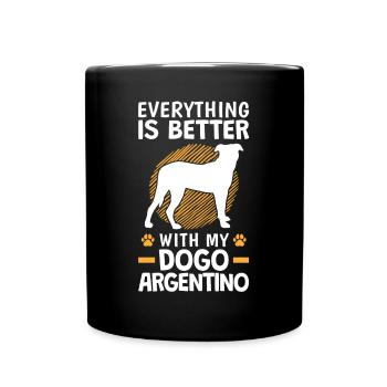 Tout va mieux avec un Dogo Argentino - Mug uni - noir - Devant