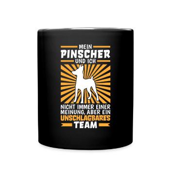 Zwergpinscher und ich sind unschlagbar Pinscher - Tasse einfarbig - Schwarz - Vorne