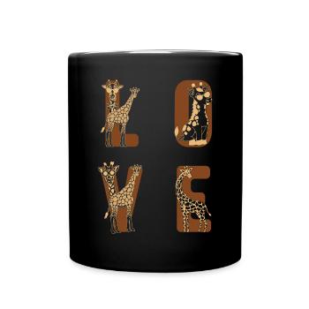 Giraffe Lover Zoo Giraffe LOVE Giraffes - Full Colour Mug - black - Front